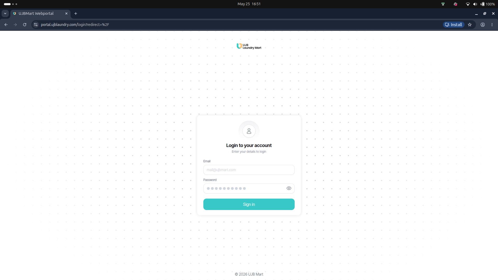 User portal screenshot