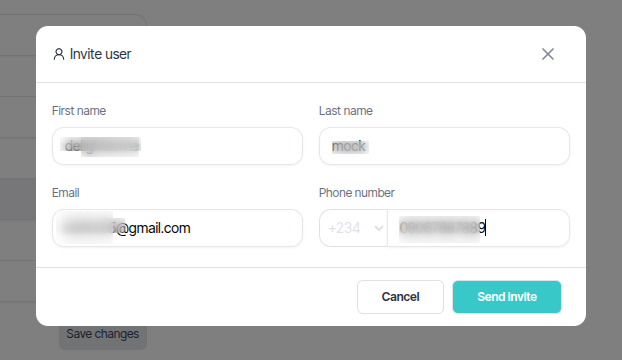 User portal screenshot